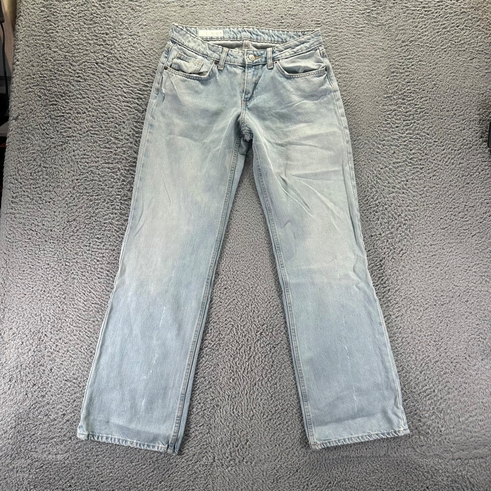 Zara Jeans Womens 6 Blue Cotton Denim Straight Leg Utility Travel Streetwear